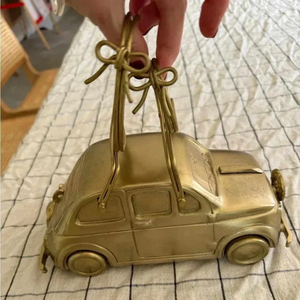 Anthropologie Brass wine bottle holder home decor bar cart bows car gift gold